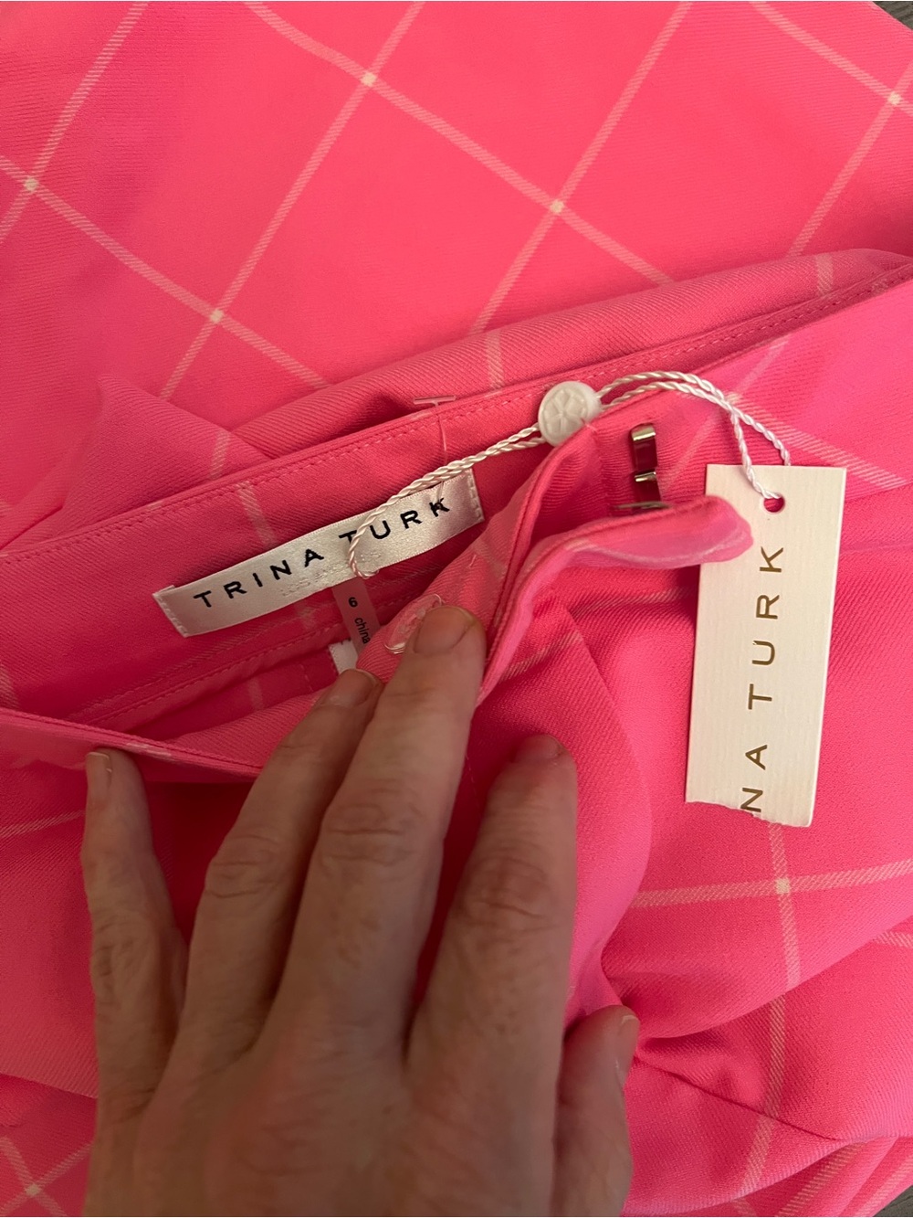 Trina Turk Pink Windowpane Boot-Cut Pants - Picture 4 of 7